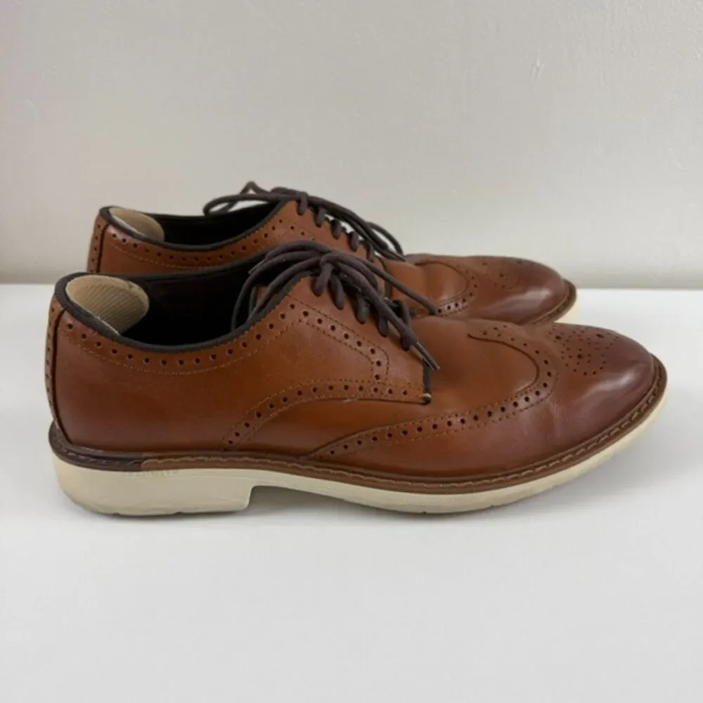Cole Haan Men's Go-To Wing Tip Oxford Shoes in British Tan Size 9.5